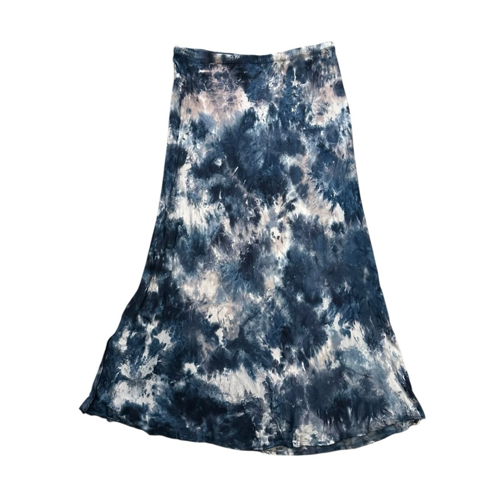 Young Fabulous and Broke Maxi Skirt Satin Blue Tie Dye Boho Hippie Size Large